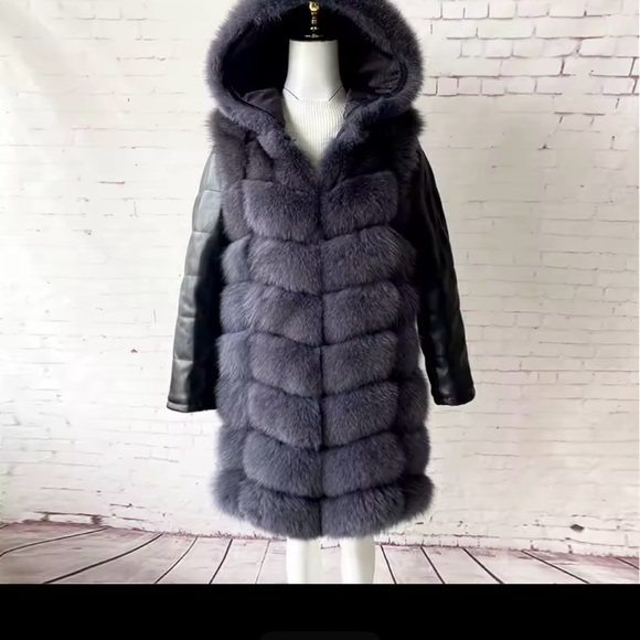 Women's Luxurious Gray and Black Teddy Jacket